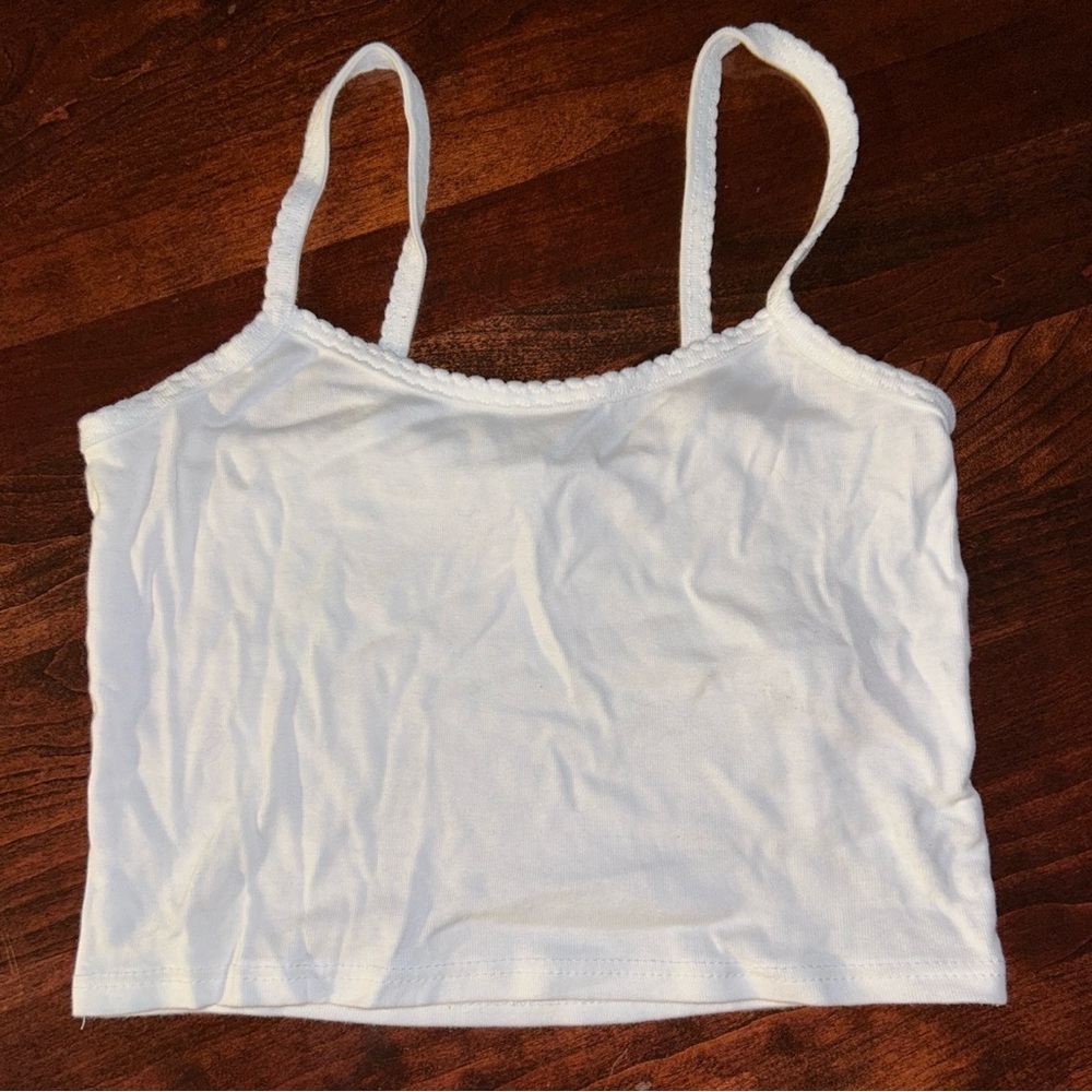 TopShop Cropped White Cami Spaghetti Strap Tank Top